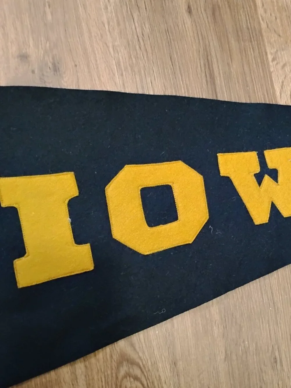 Vintage 50s University Of Iowa Embroidered Sewn Pennant Flag